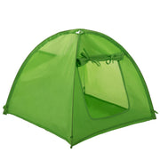 Green children's play tent on a white background