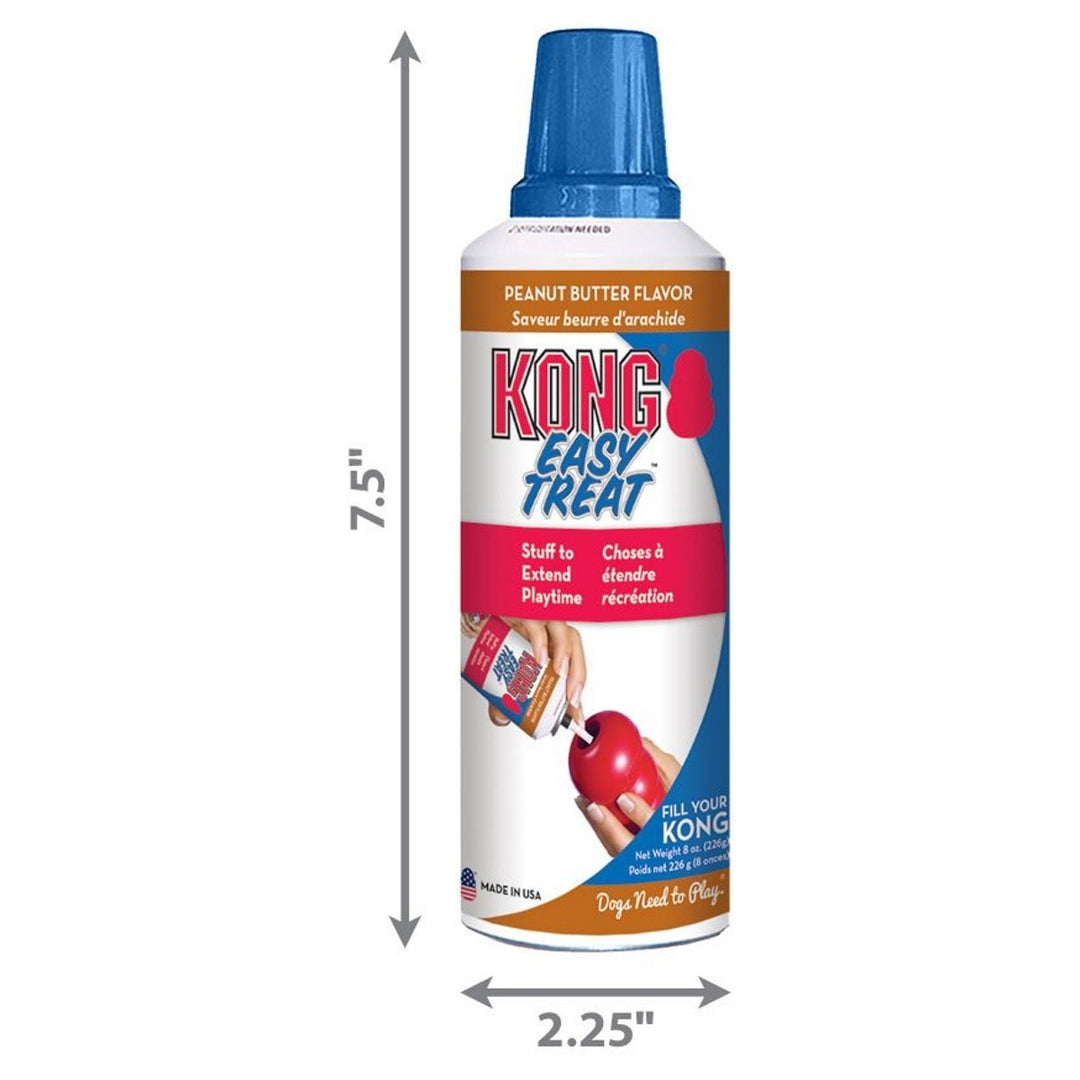 KONG Easy Treat can with dimensions on a white background