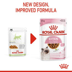Load image into Gallery viewer, Two packages of Royal Canin kitten food with text about a new design and improved formula.
