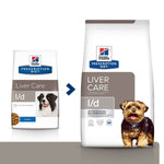 Load image into Gallery viewer, Two packages of Hills Prescription Diet Liver Care dog food on a white background
