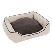 Dog bed with a gray cushion on a white background