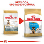 Load image into Gallery viewer, Two packages of Royal Canin German Shepherd dog food with text indicating a new look and upgraded formula.

