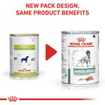 Load image into Gallery viewer, Two cans of Royal Canin Veterinary Diet on a white background with text about new packaging design.
