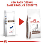 Load image into Gallery viewer, Two packages of Royal Canin Veterinary Diet Gastrointestinal on a white background with text about new packaging design.
