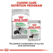 Royal Canin dog food packages for digestive care on a white background