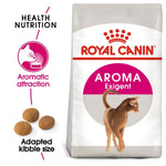 Load image into Gallery viewer, Royal Canin Aroma Exigent cat food bag with branding and product features on a white background
