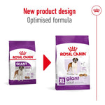 Load image into Gallery viewer, Two packages of Royal Canin Giant Adult dog food with a red arrow between them on a white background.
