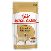 Royal Canin Labrador Retriever dog food pouch on a white background