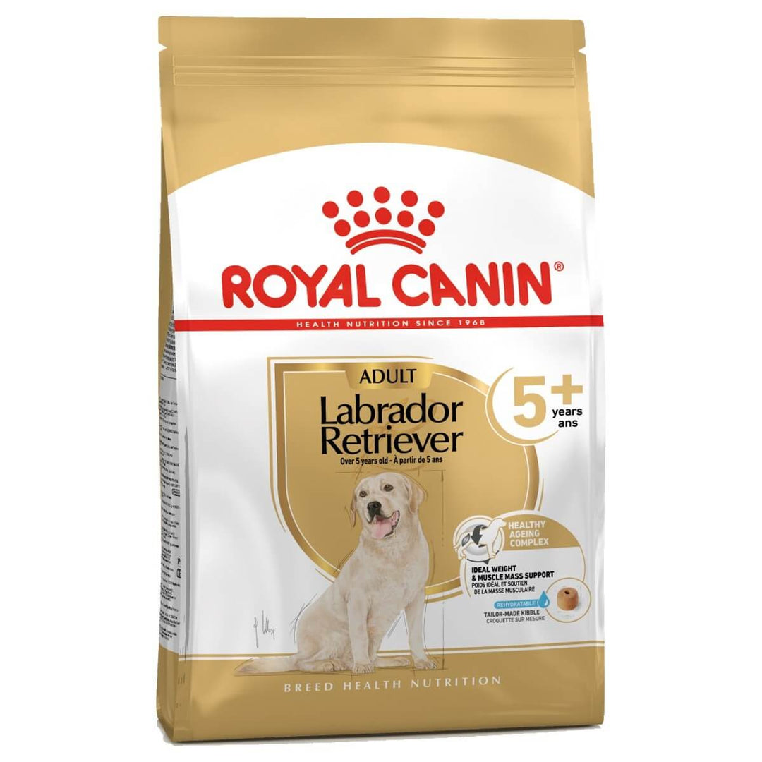 Royal Canin Labrador Retriever dog food package on a white background