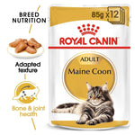 Load image into Gallery viewer, Royal Canin Maine Coon cat food pouch with text highlighting features on a white background
