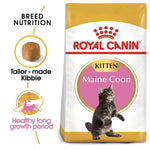 Load image into Gallery viewer, Royal Canin Kitten Maine Coon cat food package with text highlighting features
