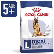 Royal Canin dog food package for adult dogs aged 5 and above, size L.