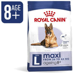 Load image into Gallery viewer, Royal Canin dog food package for maxis aged 8+ on a white background
