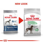 Load image into Gallery viewer, Two packages of Royal Canin Maxi Digestive Care with a red arrow between them indicating a &#39;New Look&#39;.
