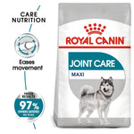 Load image into Gallery viewer, Royal Canin Joint Care Maxi dog food package with text highlighting benefits on a white background
