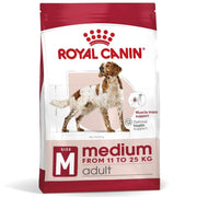 Royal Canin Medium adult dog food packaging on a white background
