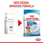 Load image into Gallery viewer, Two Royal Canin dog food packages with text indicating a new design and improved formula.

