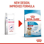 Load image into Gallery viewer, Two Royal Canin pet food packages with text indicating new design and improved formula.
