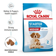 Royal Canin Starter Mother & Babydog Medium dog food package on a white background