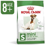 Load image into Gallery viewer, Royal Canin mini adult 8+ dog food package on a white background
