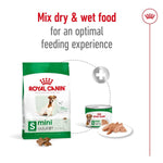 Load image into Gallery viewer, Royal Canin mini adult dog food packaging with a can of wet food on a white background
