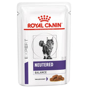 Royal Canin Neutered Balance cat food pouch on a white background