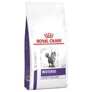 Royal Canin cat food package for neutered cats on a white background