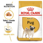 Load image into Gallery viewer, Royal Canin Pug dog food package with text highlighting features
