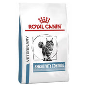 Royal Canin Veterinary Sensitivity Control cat food bag on a white background
