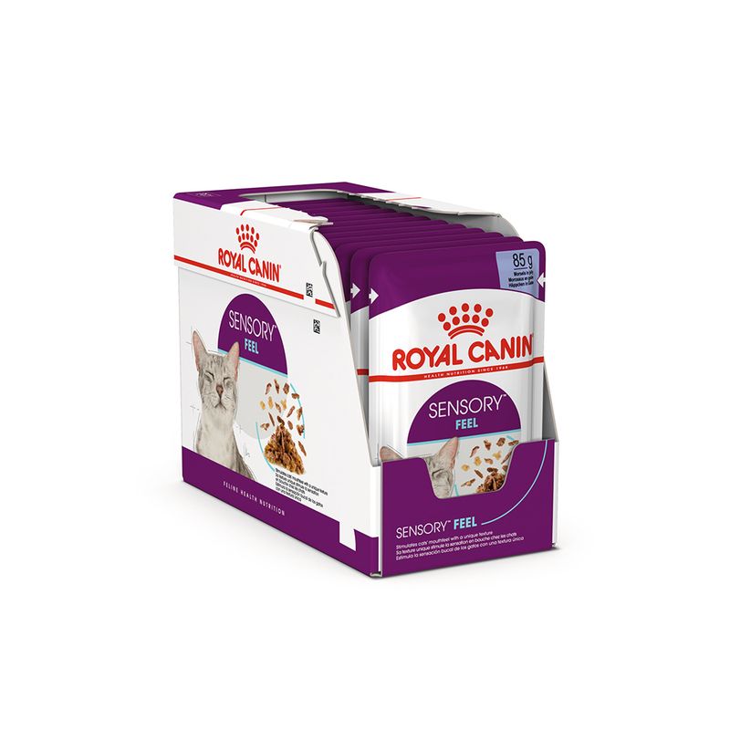 Royal Canin Sensory Feel cat food packaging on a white background
