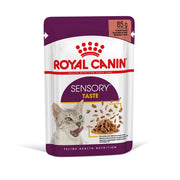 Royal Canin Sensory Taste cat food pouch on a white background