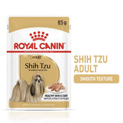 Royal Canin Shih Tzu adult dog food package on a white background