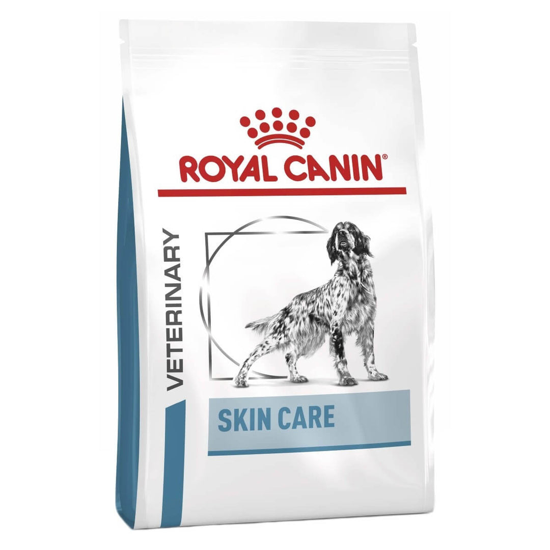 Royal Canin Veterinary Skin Care dog food package on a white background