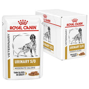 Royal Canin Veterinary Diet Urinary S/O Moderate Calorie wet dog food packaging on a white background