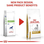 Load image into Gallery viewer, Two packages of Royal Canin Veterinary Diet on a white background with text about new packaging design.
