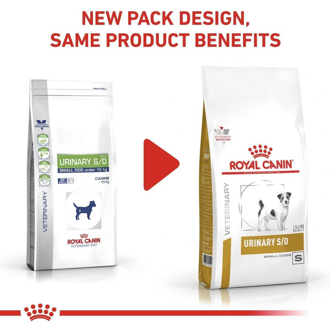 Two packages of Royal Canin Veterinary Diet on a white background with text about new packaging design.