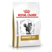 Royal Canin Veterinary Urinary S/O cat food bag on a white background