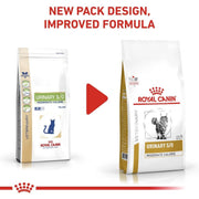 Two packages of Royal Canin Veterinary Diet cat food with a red play button in the center.