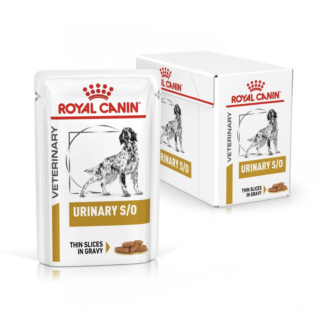 Royal Canin Veterinary Diet Urinary S/O pet food packaging on a white background