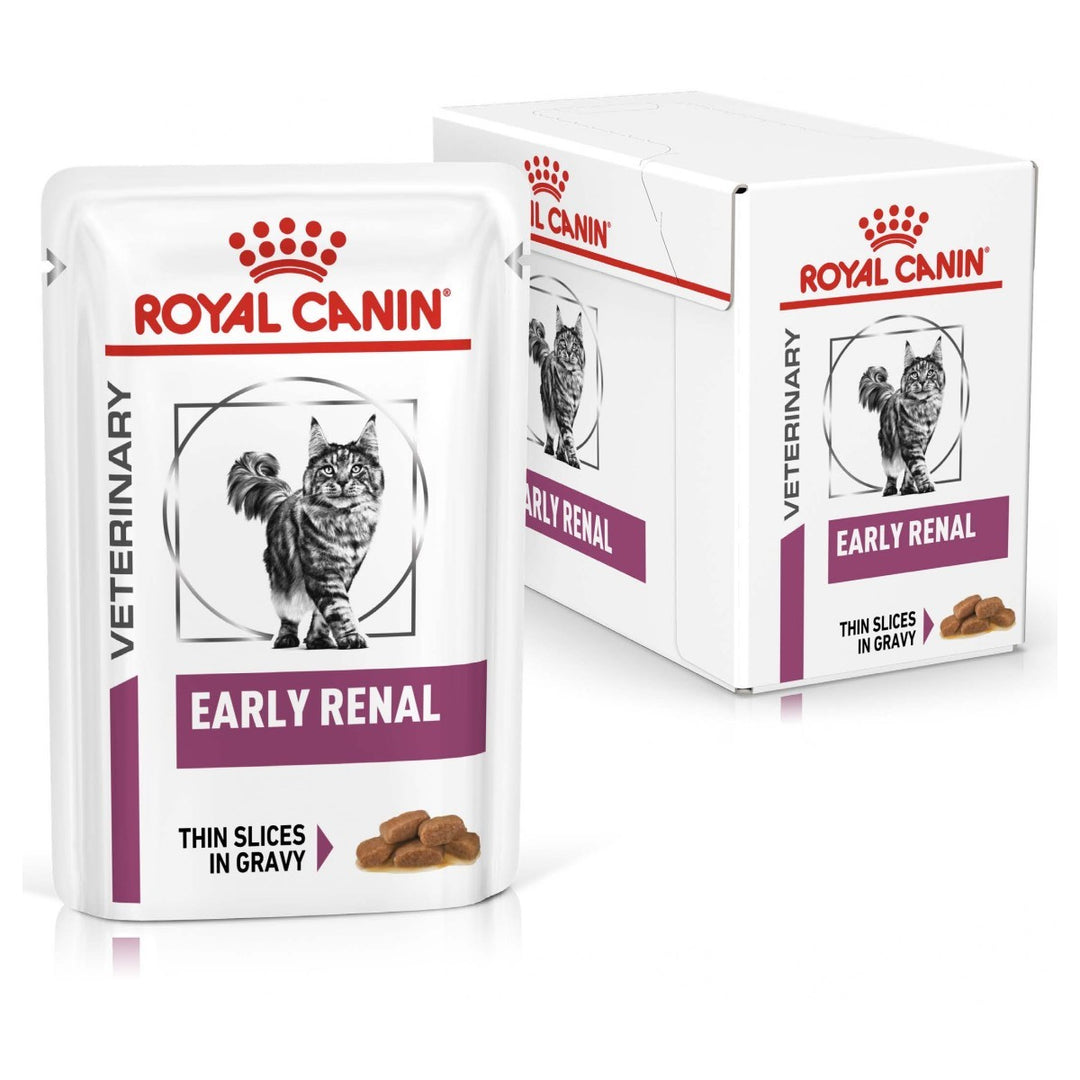Royal Canin Veterinary Diet Early Renal cat food packaging on a white background