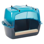 Load image into Gallery viewer, Pet carrier with blue transparent top and dark base on a white background
