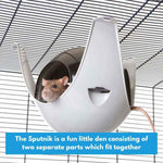 Load image into Gallery viewer, Pet product &#39;Sputnik&#39; for small animals with a mouse inside, placed on a wire cage.
