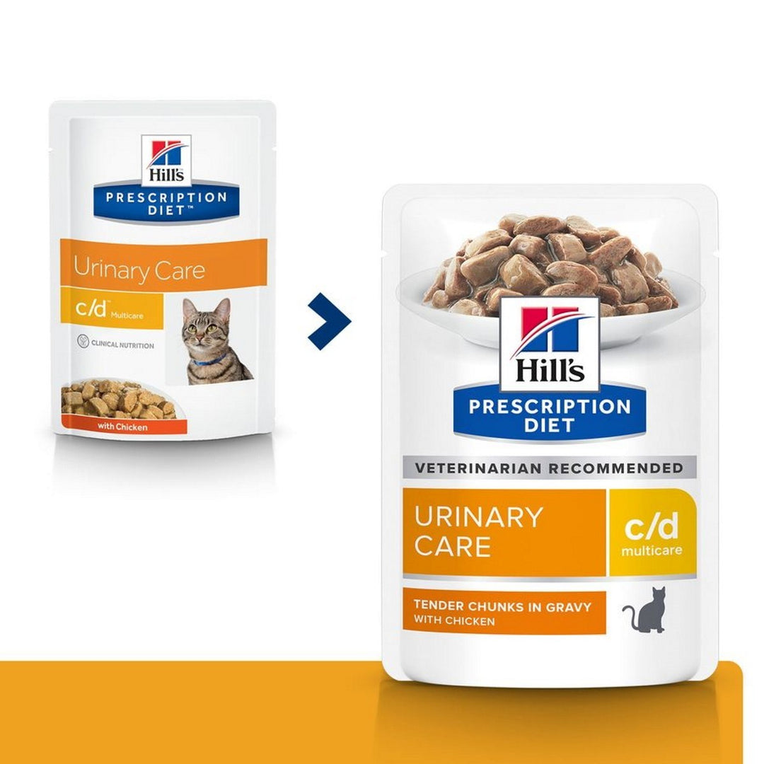 Two packages of Hill's Prescription Diet Urinary Care cat food on a white background