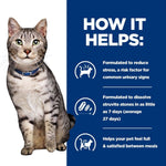 Load image into Gallery viewer, Cat with a blue collar on a white background, next to text about pet product benefits on a blue background.
