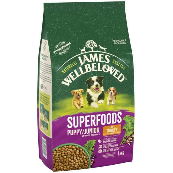 James Wellbeloved Puppy/Junior Hypoallergenic Superfoods - Turkey with Kale & Quinoa-Alifant Food Supplier