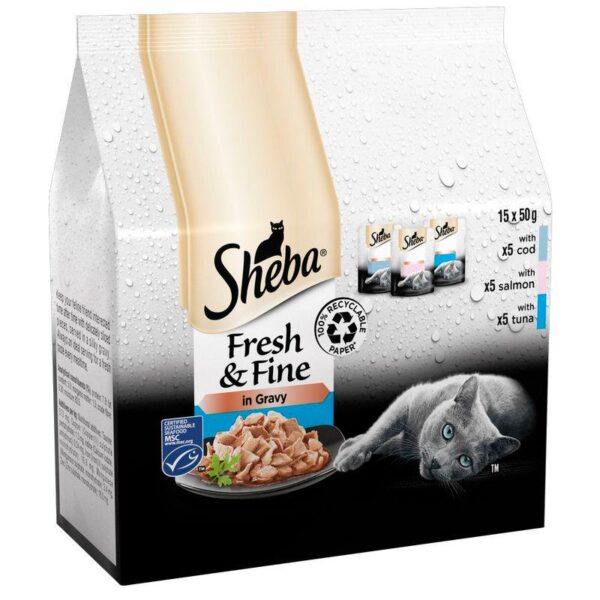 Sheba Fresh & Fine in Gravy Mini Pouches 15 x 50g-Alifant Food Supply